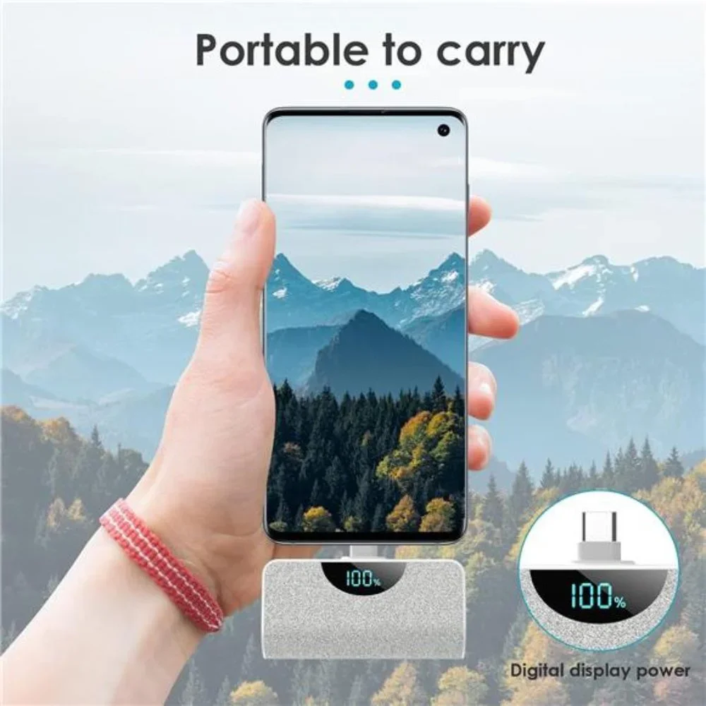 [2 Pack] Mini Portable Charger USB-C Power Bank 5200mAh